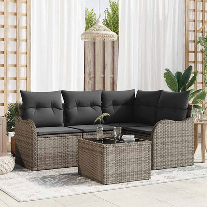 Gartensofa-set mit Speicher 5 pcs Schwarz Poly-Rattan