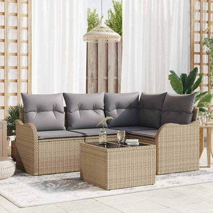 Gartensofa-set mit Speicher 5 pcs Schwarz Poly-Rattan