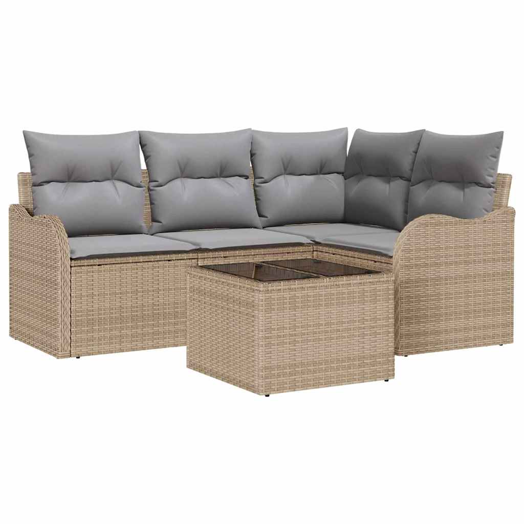 Gartensofa-set mit Speicher 5 pcs Schwarz Poly-Rattan