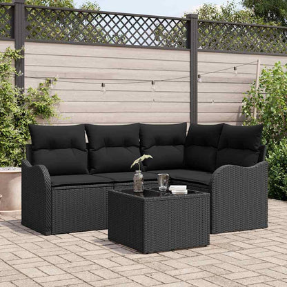Gartensofa-set mit Speicher 5 pcs Beige Poly-Rattan