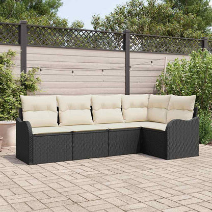 Gartensofa-set mit Speicher 5 pcs Schwarz Poly-Rattan