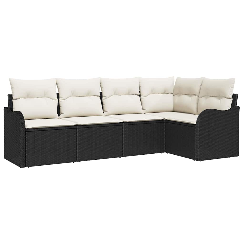 Gartensofa-set mit Speicher 5 pcs Schwarz Poly-Rattan