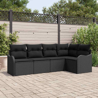 Gartensofa-set mit Speicher 5 pcs Schwarz Poly-Rattan