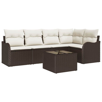 Gartensofa-set mit Speicher 6 pcs Braun Poly-Rattan