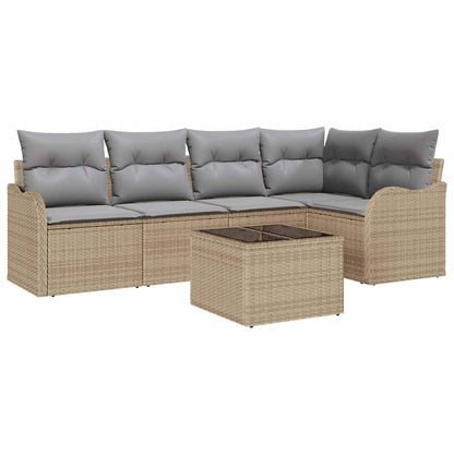 Gartensofa-set mit Speicher 6 pcs Beige Poly-Rattan