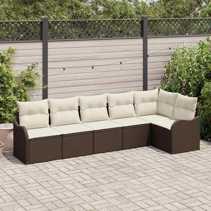Gartensofa-set mit Speicher 6 pcs Braun Poly-Rattan
