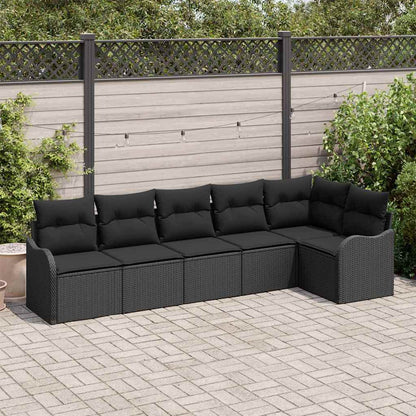 Gartensofa-set mit Speicher 6 pcs Schwarz Poly-Rattan