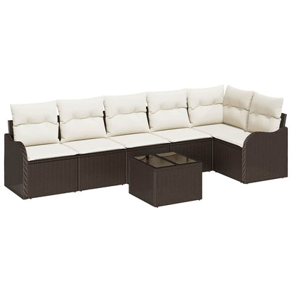 Gartensofa-set mit Speicher 7 pcs Grau Poly-Rattan