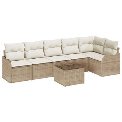 Garten-Sofa-Set mit Kissen mit Speicher 7 pcs Braun Poly Rattan