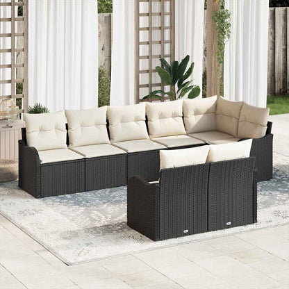 Gartensofa-set mit Speicher 8 pcs Schwarz und Weiß Poly-Rattan
