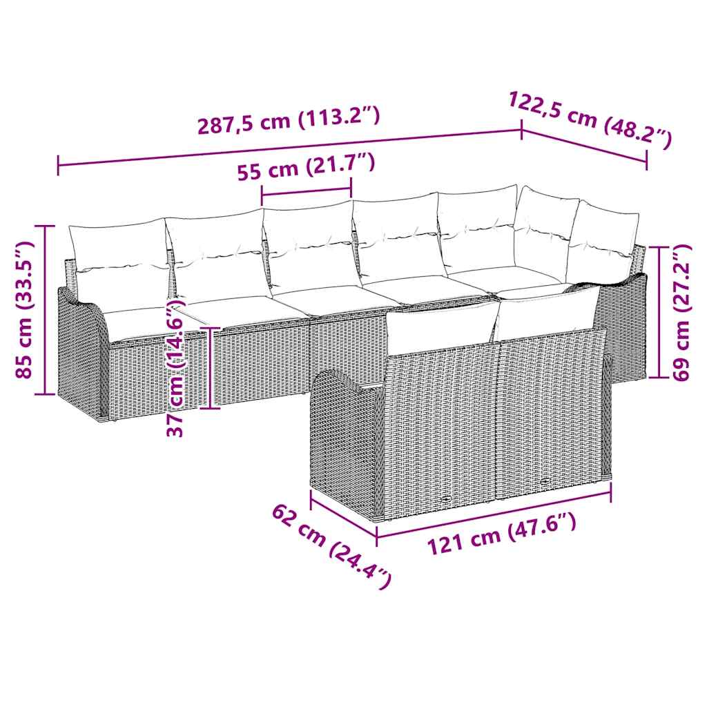 vidaXL Gartensofa-set 8 pcs Beige und Hellgrau Poly-Rattan