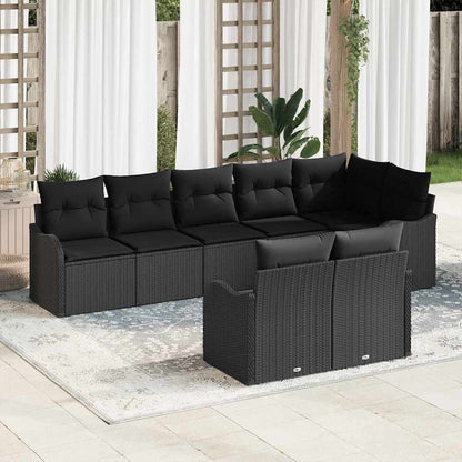 vidaXL Salon de jardin avec rangement 8 pcs Résine tressée Noir