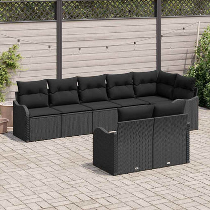 vidaXL Salon de jardin avec rangement 8 pcs Résine tressée Noir