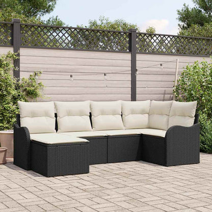 vidaXL Garten-Sofa-Set mit Kissen 6 pcs Schwarz und Weiß Poly Rattan