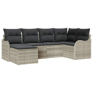vidaXL Garten-Sofa-Set mit Kissen 6 pcs Hellgrau Poly Rattan