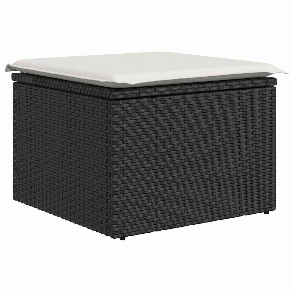 vidaXL Garten-Sofa-Set mit Kissen 7 pcs Schwarz und Weiß Poly Rattan