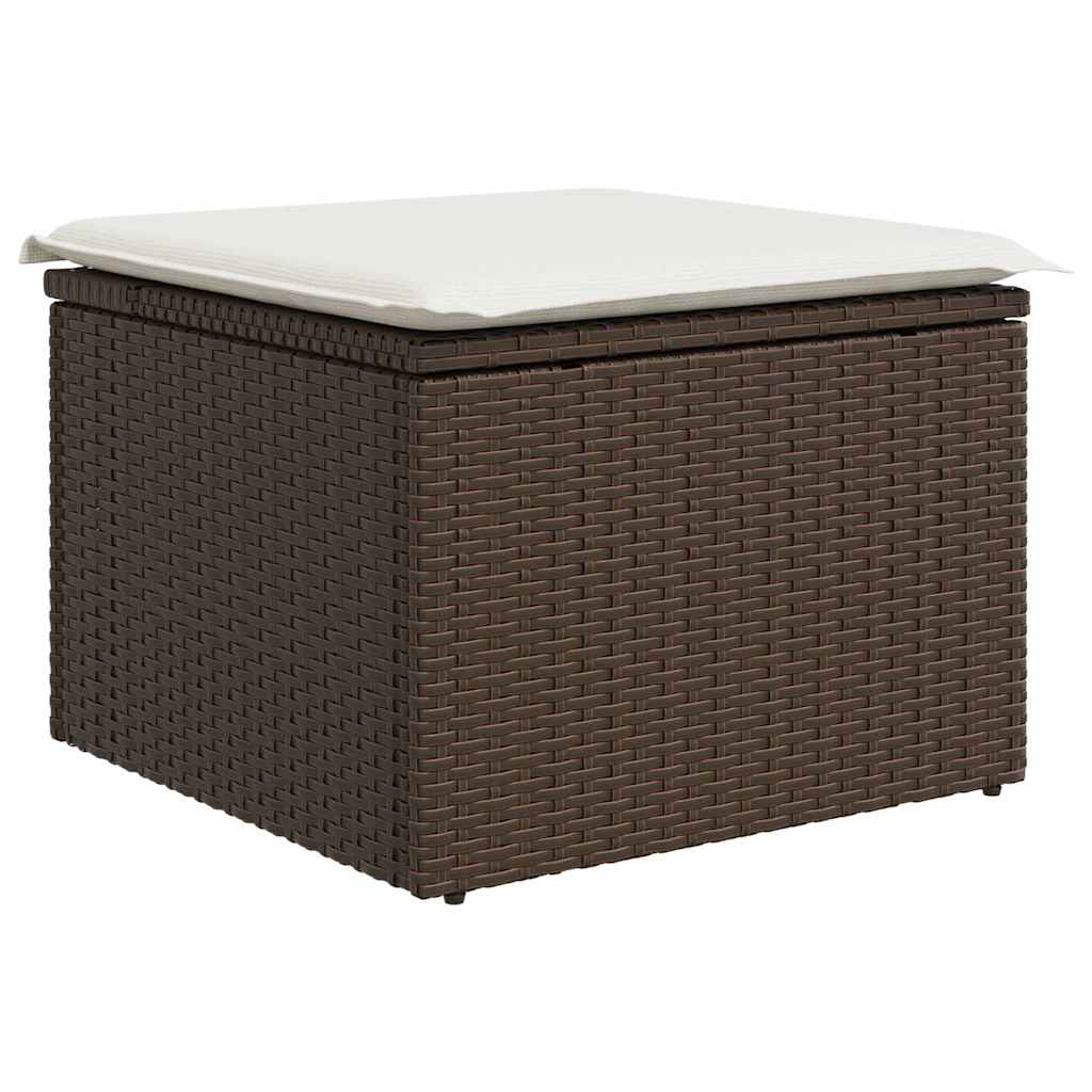 vidaXL Garten-Sofa-Set mit Kissen 7 pcs Braun und Weiß Poly Rattan