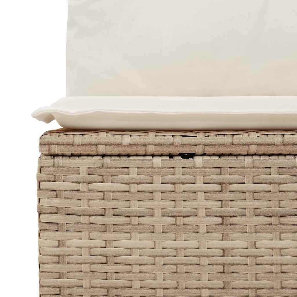 vidaXL Garten-Sofa-Set mit Kissen 7 pcs Beige und Weiß Poly Rattan