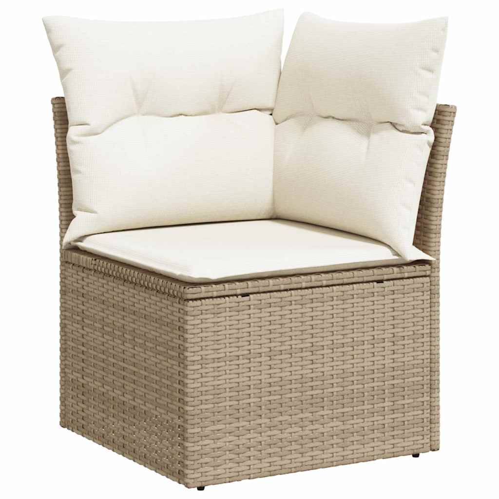 vidaXL Garten-Sofa-Set mit Kissen 7 pcs Beige und Weiß Poly Rattan