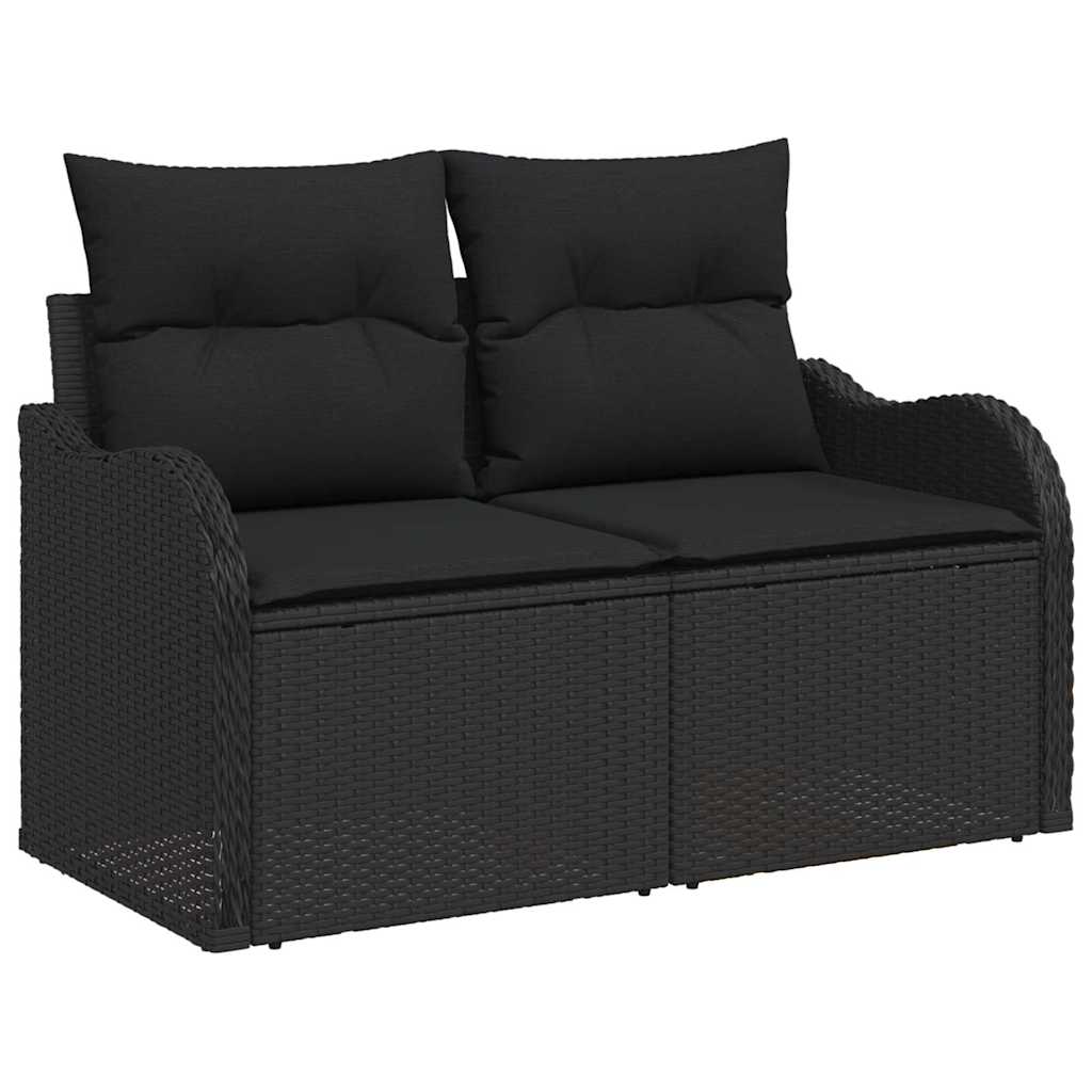 vidaXL Salon de jardin avec coussins 7 pcs Résine tressée Noir