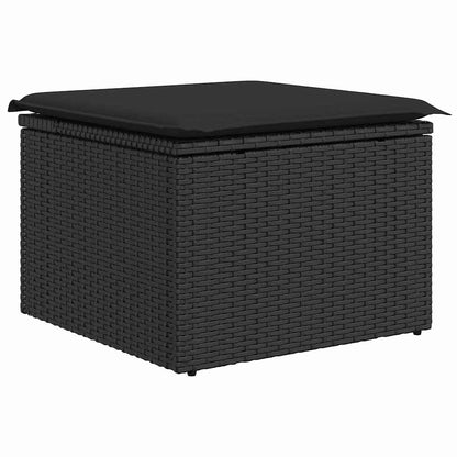 vidaXL Salon de jardin avec coussins 7 pcs Résine tressée Noir