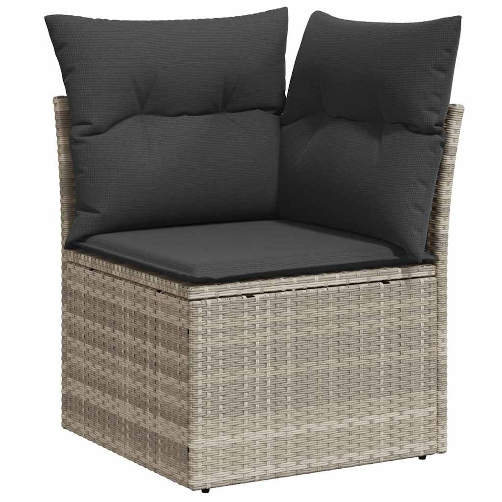 vidaXL Garten-Sofa-Set mit Kissen 7 pcs Hellgrau Poly Rattan