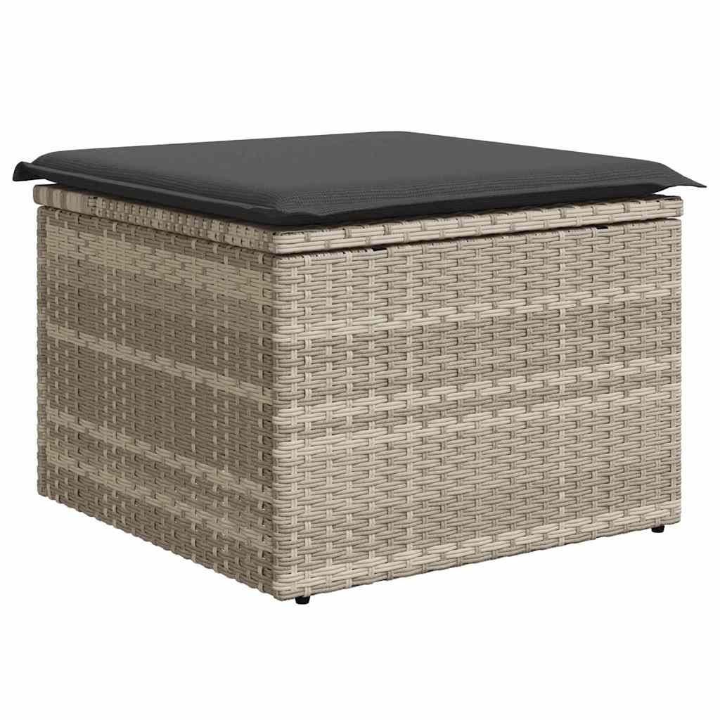 vidaXL Garten-Sofa-Set mit Kissen 7 pcs Hellgrau Poly Rattan