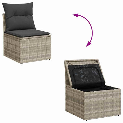 vidaXL Garten-Sofa-Set mit Kissen 7 pcs Hellgrau Poly Rattan