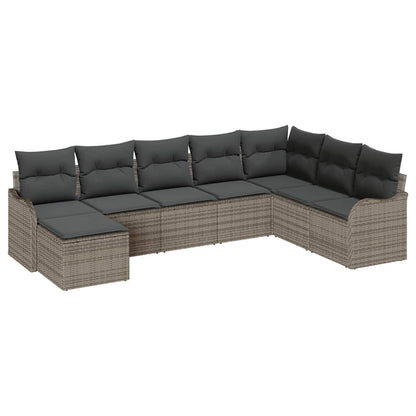 Garten-Sofa-Set mit Kissen 8 pcs Grau Poly Rattan