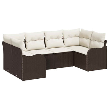 vidaXL Garten-Sofa-Set mit Kissen 6 pcs Braun und Weiß Poly Rattan