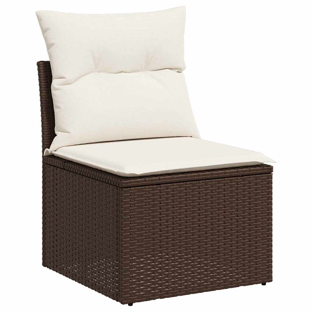 vidaXL Garten-Sofa-Set mit Kissen 6 pcs Braun und Weiß Poly Rattan