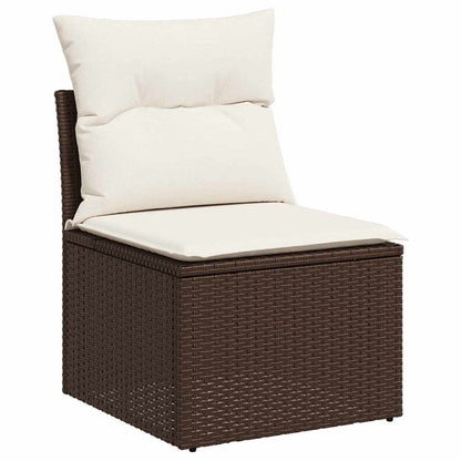vidaXL Garten-Sofa-Set mit Kissen 6 pcs Braun und Weiß Poly Rattan
