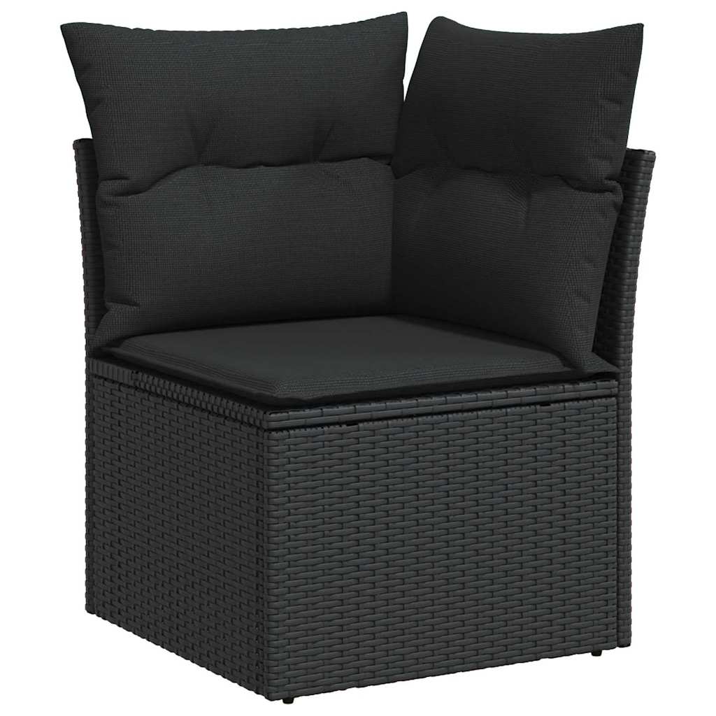 vidaXL Garten-Sofa-Set mit Kissen 6 pcs Schwarz Poly Rattan