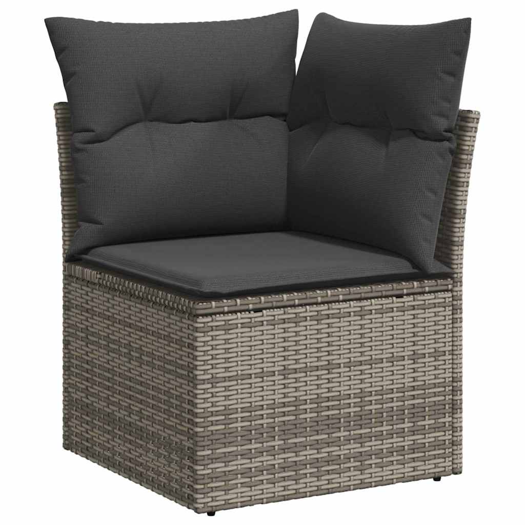 vidaXL Garten-Sofa-Set mit Kissen 7 pcs Grau Poly Rattan