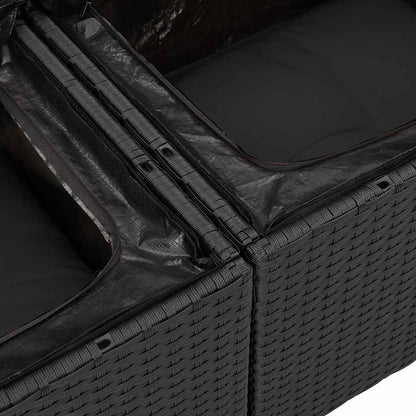 vidaXL Salon de jardin avec coussins 7 pcs Résine tressée Noir