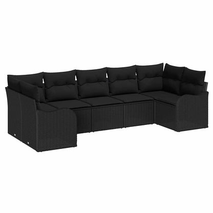 vidaXL Salon de jardin avec coussins 7 pcs Résine tressée Noir