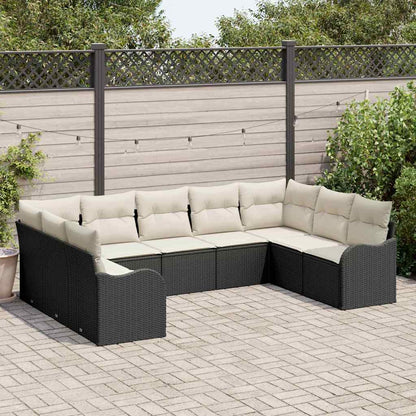 vidaXL Gartensofa-set mit Speicher 9 pcs Schwarz und Weiß Poly-Rattan