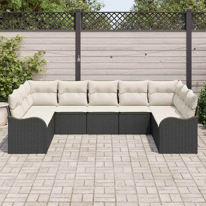 vidaXL Gartensofa-set mit Speicher 9 pcs Schwarz und Weiß Poly-Rattan