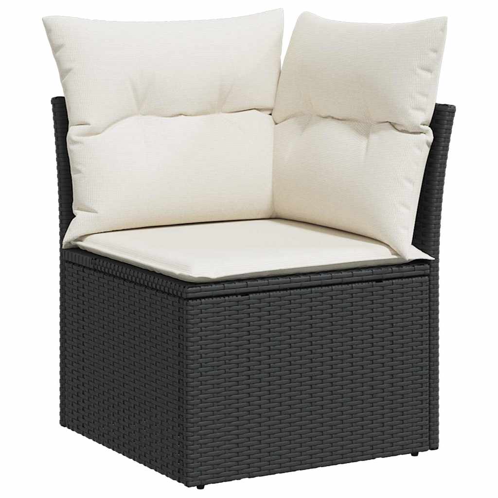 vidaXL Gartensofa-set mit Speicher 9 pcs Schwarz und Weiß Poly-Rattan