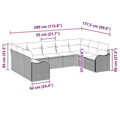 vidaXL Gartensofa-set mit Speicher 9 pcs Schwarz und Weiß Poly-Rattan