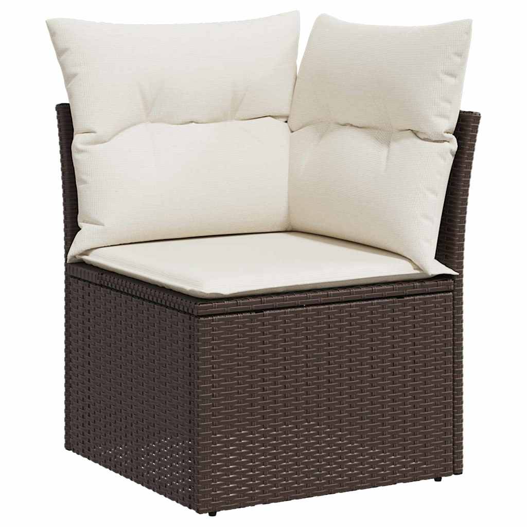 vidaXL Garten-Sofa-Set mit Kissen 10 pcs Braun und Weiß Poly Rattan