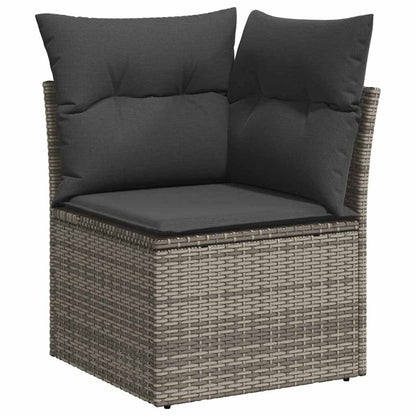 vidaXL Garten-Sofa-Set mit Kissen 10 pcs Grau Poly Rattan