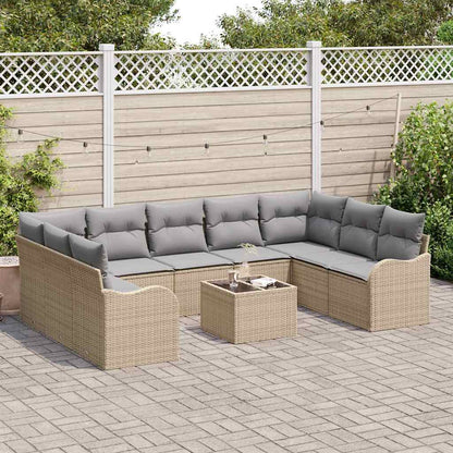 Garten-Sofa-Set 10 pcs Beige und Hellgrau Poly Rattan
