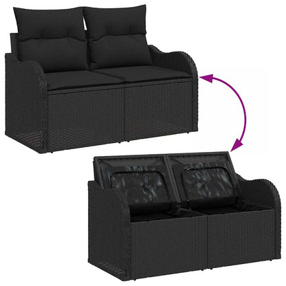 Garten-Sofa-Set mit Kissen 10 pcs Schwarz Poly Rattan