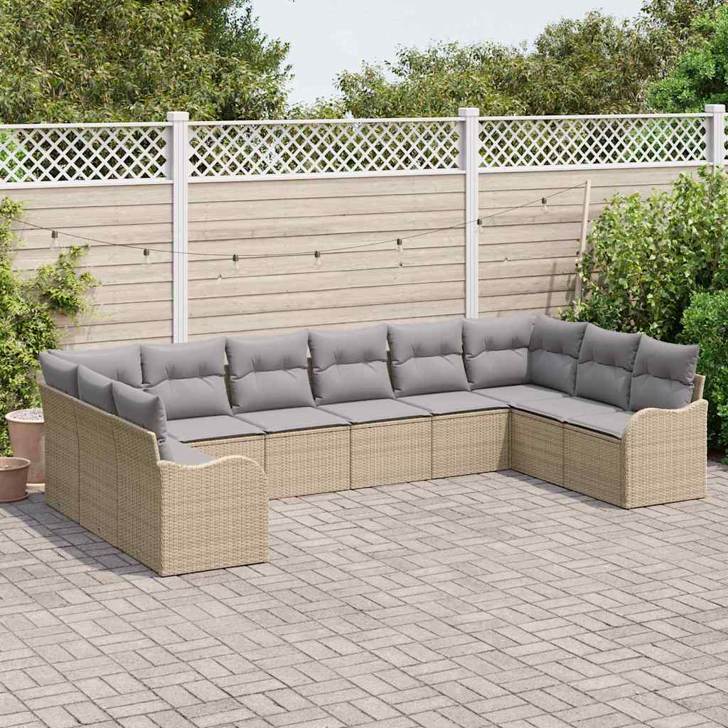 vidaXL Gartensofa-set 10 pcs Beige und Hellgrau Poly-Rattan