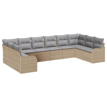 vidaXL Gartensofa-set 10 pcs Beige und Hellgrau Poly-Rattan