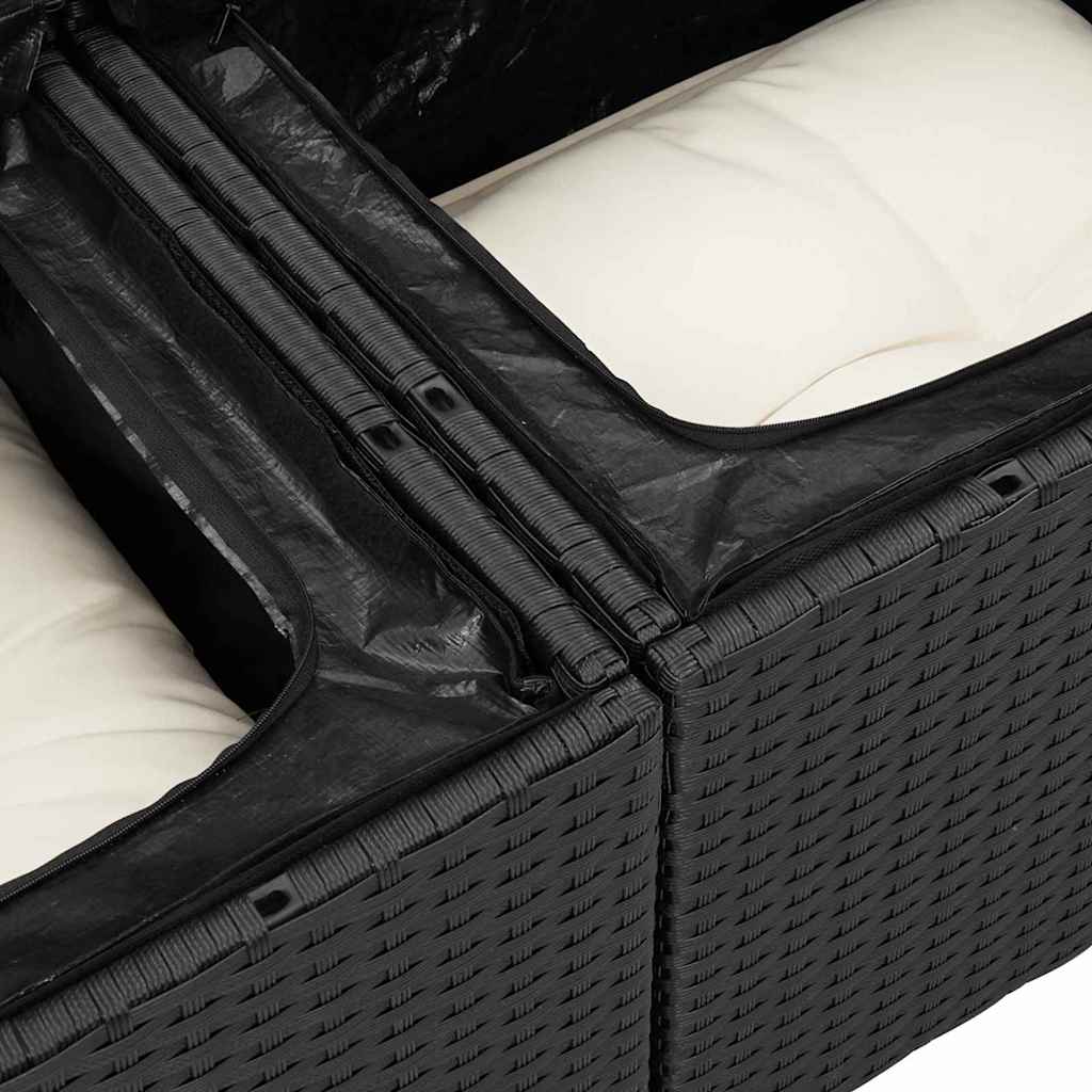 vidaXL Gartensofa-set mit Speicher 11 pcs Schwarz und Weiß Poly-Rattan