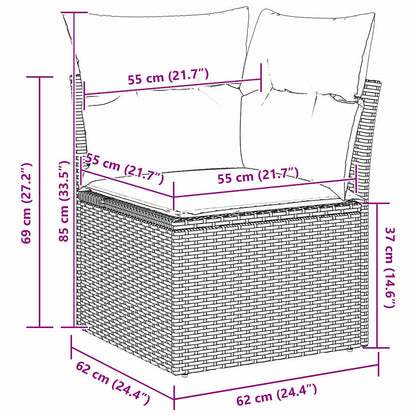 vidaXL Gartensofa-set mit Speicher 11 pcs Schwarz und Weiß Poly-Rattan