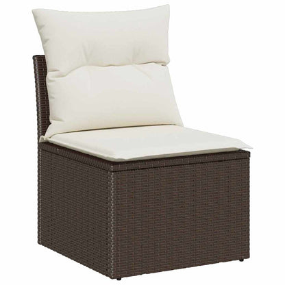 vidaXL Gartensofa-set mit Speicher 11 pcs Braun und Weiß Poly-Rattan