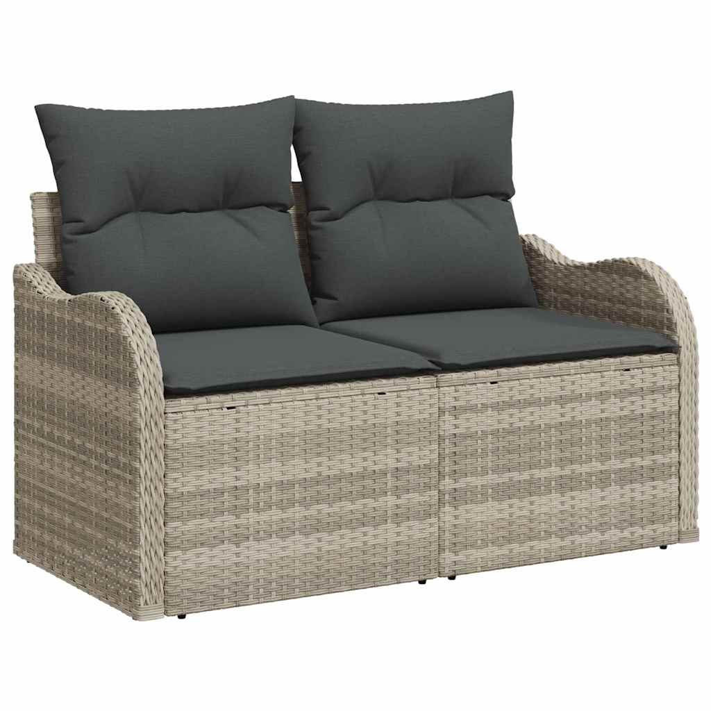 vidaXL Gartensofa-set mit Speicher 11 pcs Hellgrau Poly-Rattan